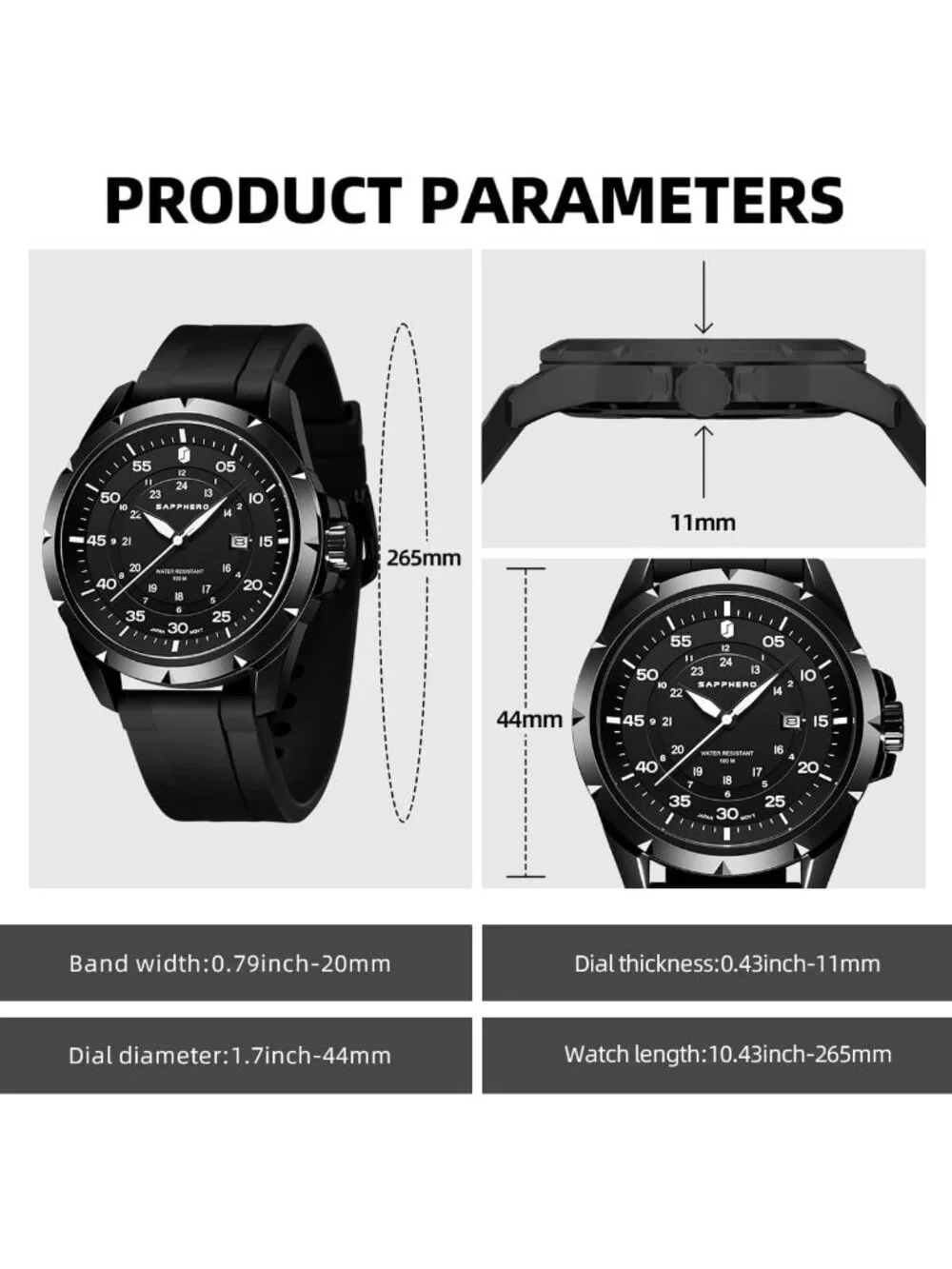Stylish Waterproof Quartz Watch for Men - Luminous Date Display, Silicone Strap